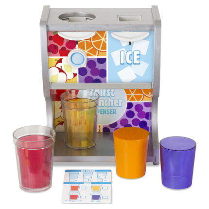 Melissa & Doug Wooden Thirst Quencher Drink Dispenser with Cups, Juice Inserts, Ice Cubes - FSC Certified